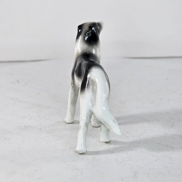 Vintage Porcelain Borzoi Dog Figurine Black & White Ceramic Statue Miniature - Picture 3 of 8